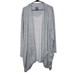 Muk Luks Women's Plus Size P4X Light Gray Open Front Drape Cardigan Sweater